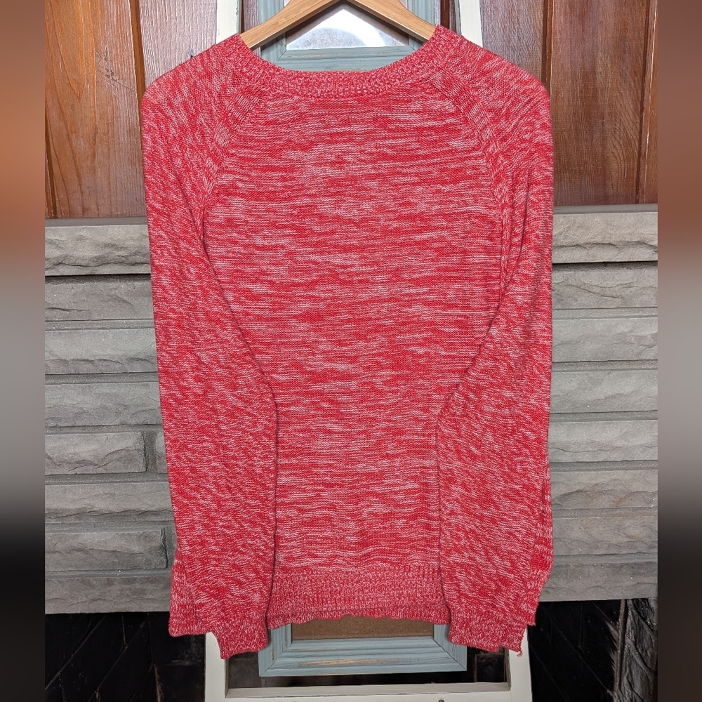 Wet Seal Red and White Heathered Crewneck Sweater Size Medium